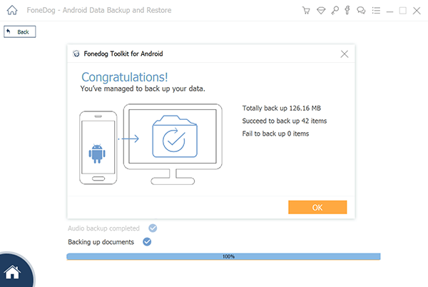 Processo di backup dei dati completato