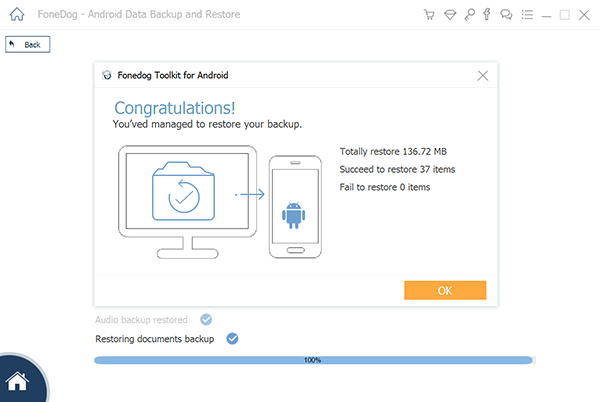 Backup di ripristino completato