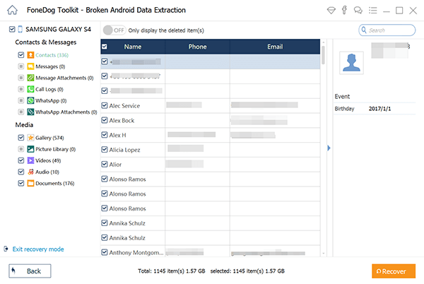 select-data-di-recupero-on-android-device