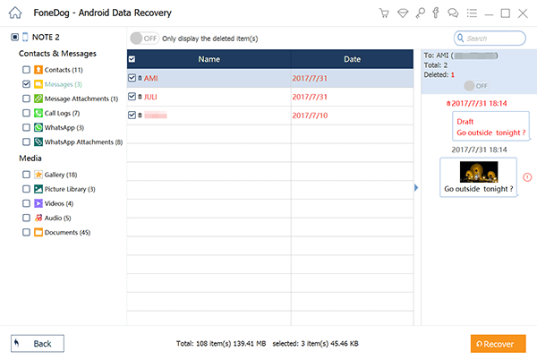 Il modo migliore per recuperare messaggi di testo dal numero di telefono: utilizzo di FoneDog Android Data Recovery