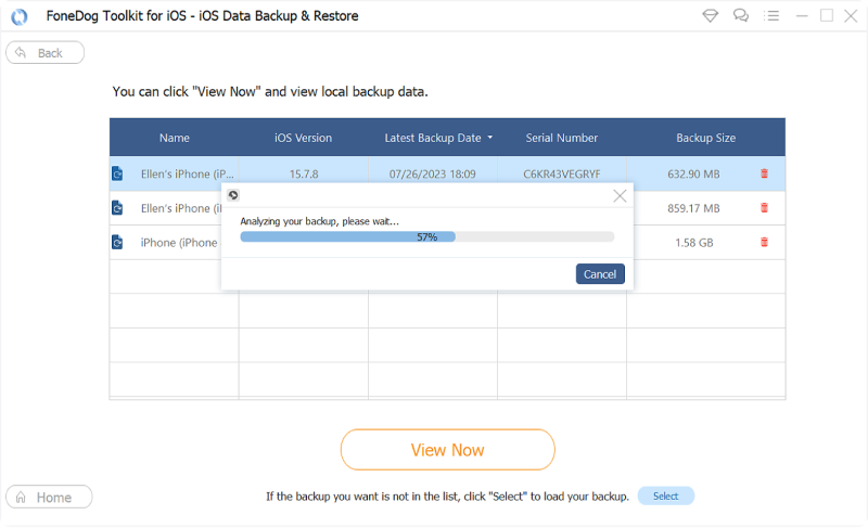 Scegli il tuo file di backup