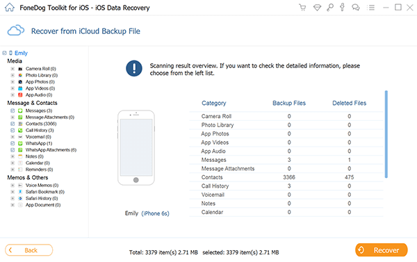 Seleziona il file di backup da ripristinare