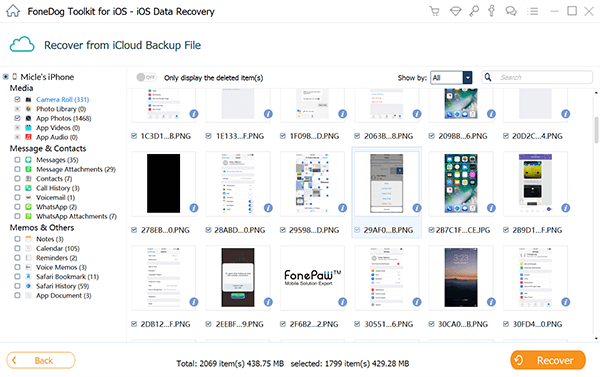 Recupera le foto con Fonedog iOS Data Recovery quando il problema "iCloud Photo Not Loading" persiste