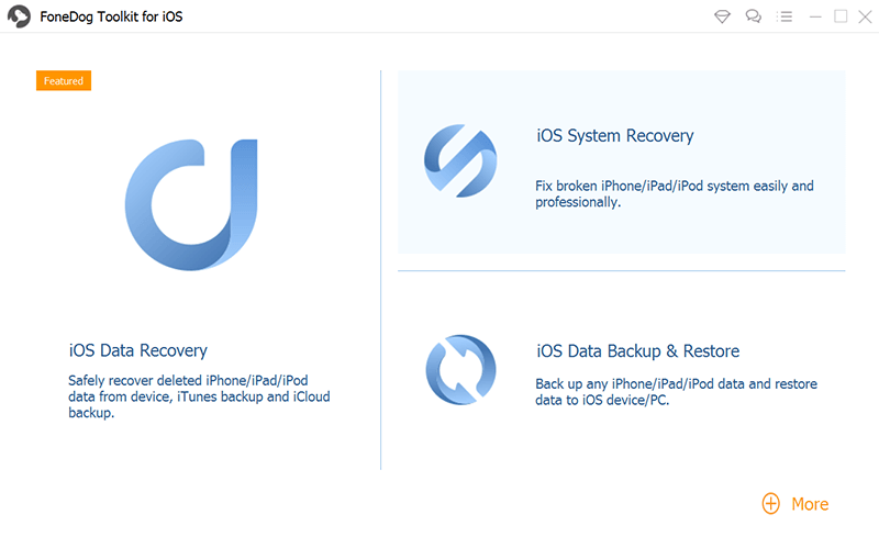 Schermata principale di recupero dati iOS