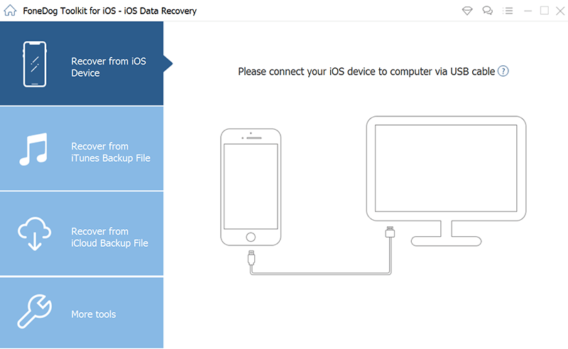 Avvia FoneDog Toolkit - iOS Data Recovery e collega il PC