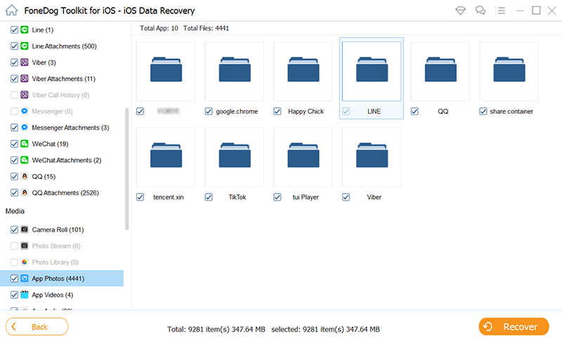 Recupera foto cancellate da Facebook su iOS: FoneDog iOS Data Recovery - Recupera