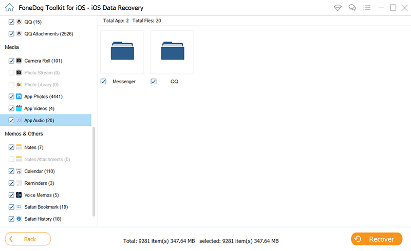 Ripristina la musica scaricata scomparsa da iPhone: FoneDog iOS Data Recovery