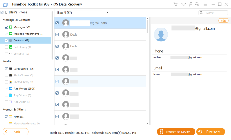 Strumento principale per risolvere il problema "Impossibile completare il recupero dati": FoneDog iOS Data Recovery