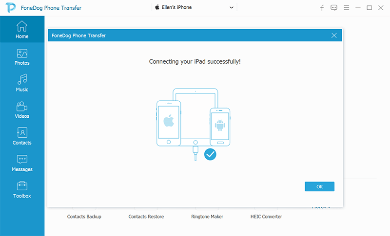 Trasferisci messaggi da iPhone a iPad: Trasferimento telefonico FoneDog - Connessione