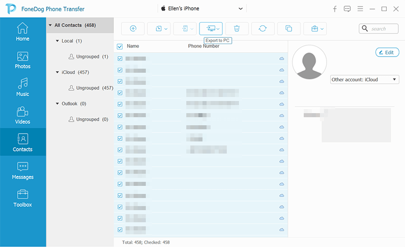 Trasferisci i contatti iPhone al computer