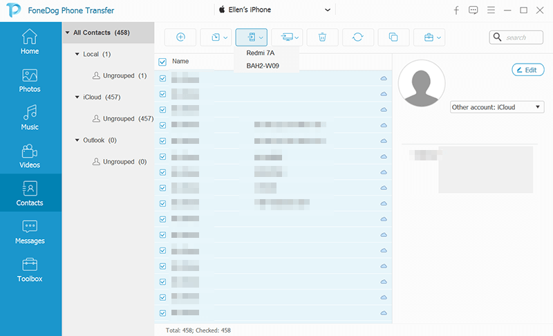 Trasferimento di contatti da iOS a telefono Android