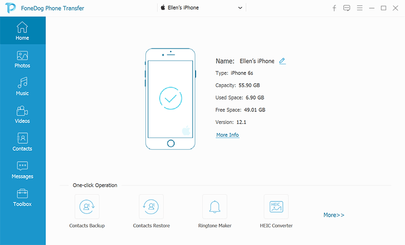 Utilizza FoneDog Phone Transfer senza iTunes - Trasferisci foto da iPhone a PC: connessione