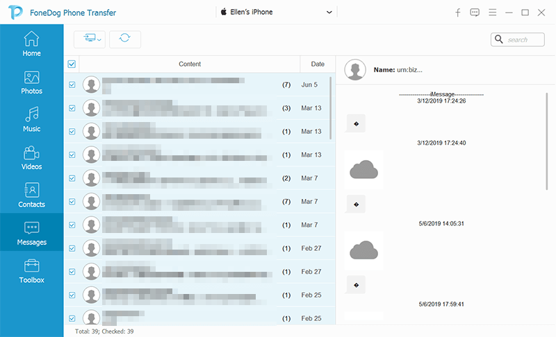 Scegli la categoria dei messaggi da trasferire da Android ad Android