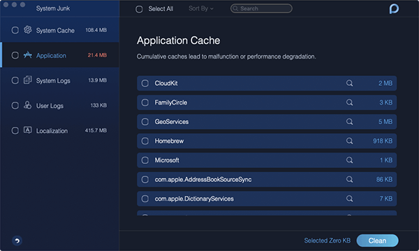 cache delle applicazioni spazzatura di sistema