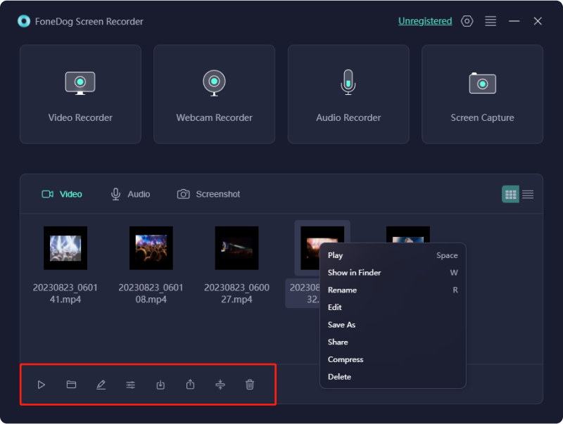 Registra schermo FaceTime utilizzando FoneDog Screen Recorder - Modifica registrazione