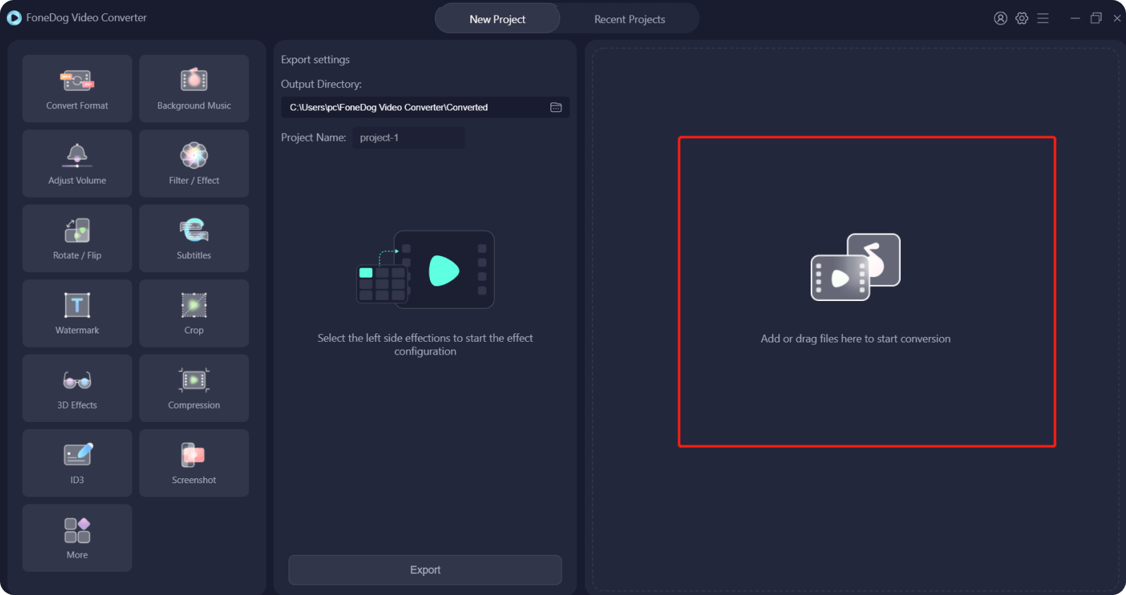 Aggiungi file per avviare la conversione