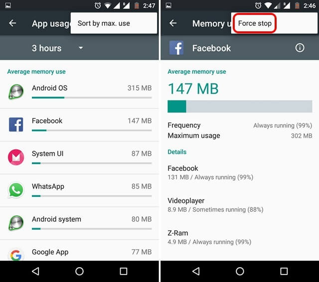 Dettagli di Android Amemory