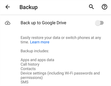 Backup del tuo vecchio dispositivo Android su iPhone
