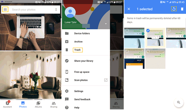 Recupera le foto cancellate dal cestino di Google Foto