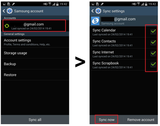 Backup sull'account Samsung