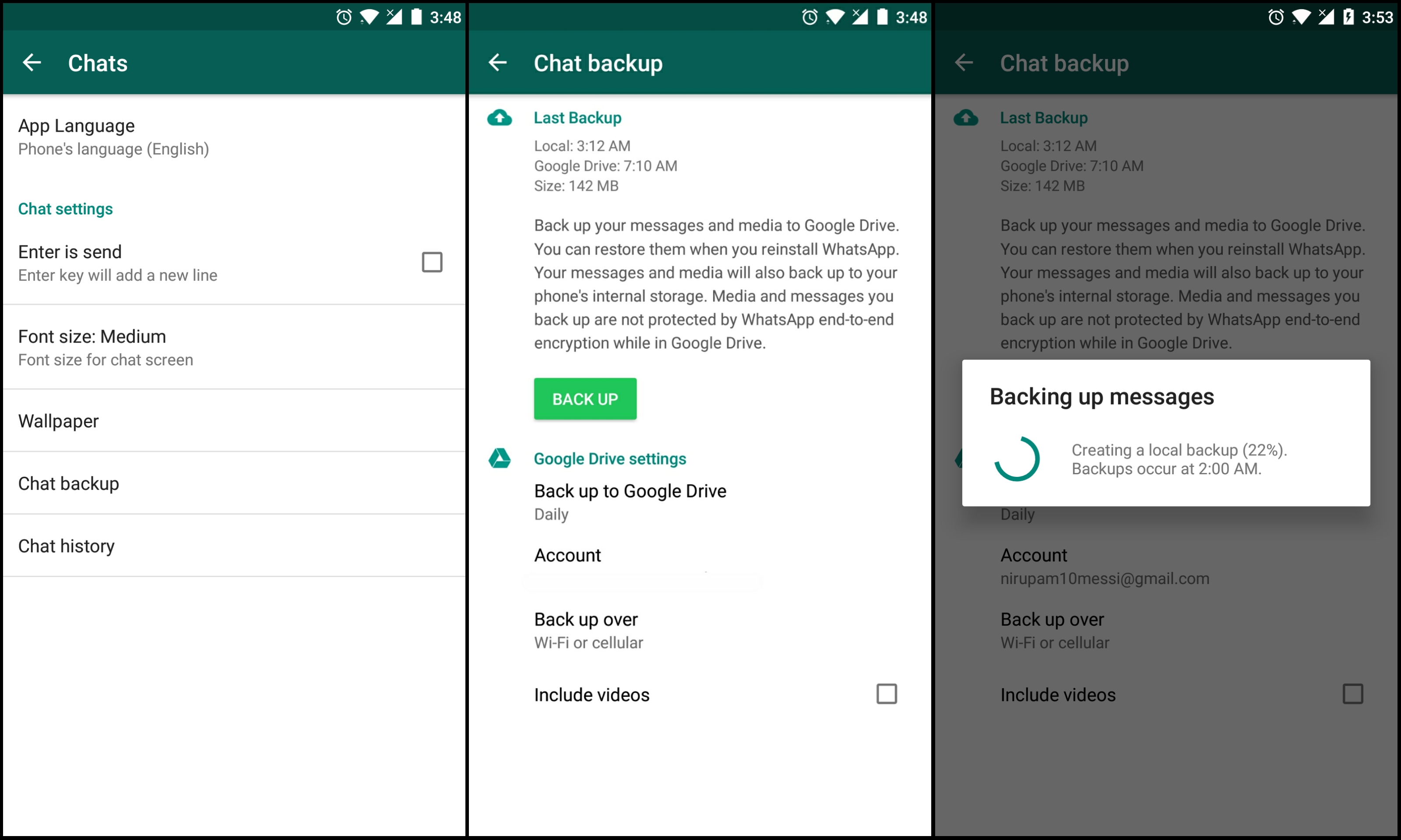 Configurare Whatsapp per il backup di Google Drive
