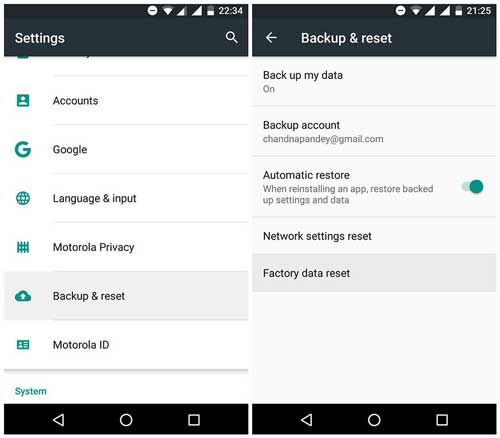 Elimina un backup su Android