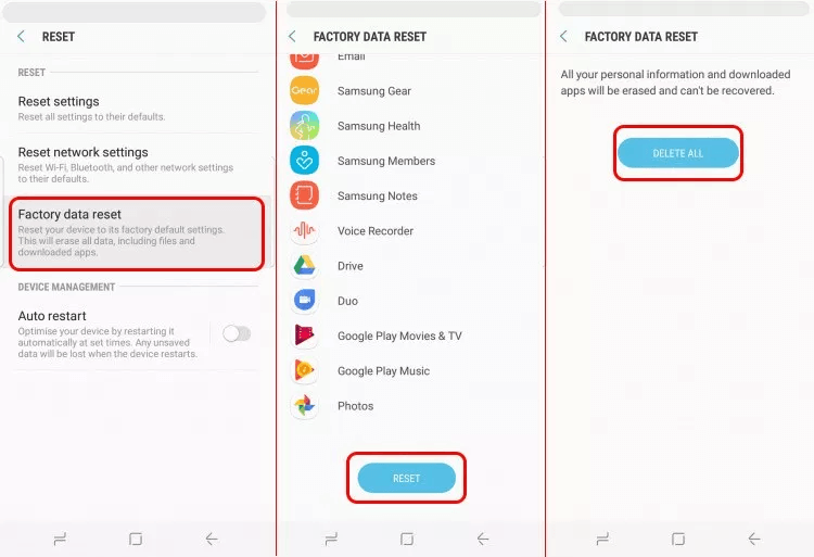 Ripristina il tuo dispositivo Android Risolvi Verizon Message Plus continua a fermarsi