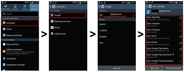 Recupera i numeri cancellati da Samsung utilizzando l'account Gmail