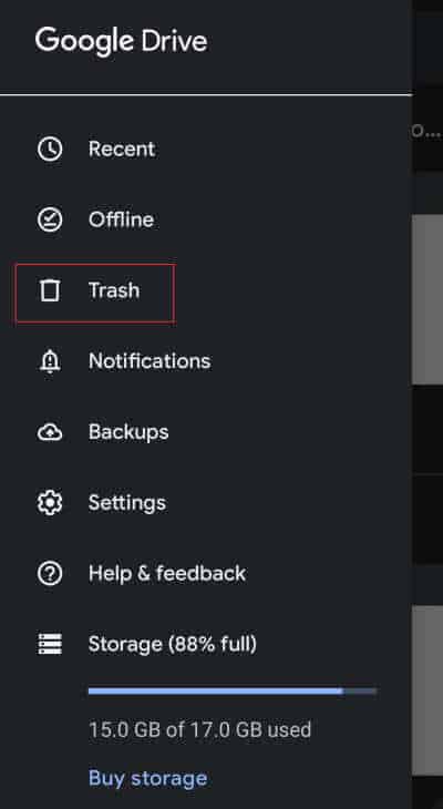Cestino su Android: trova il cestino su Google Drive
