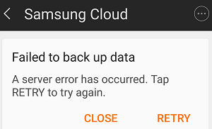Samsung Cloud Backup non riuscito