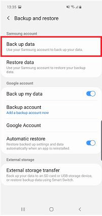 Samsung Contacts Backup con account Samsung