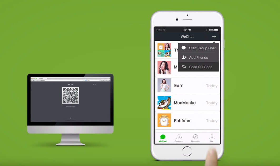 Codice QR di WeChat per foto e video di backup