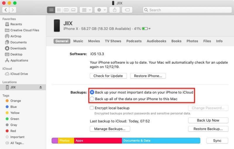 Back Up iPhone to iCloud on Computer