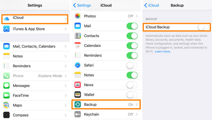 Eseguire il backup degli SMS da iPhone iCloud Backup