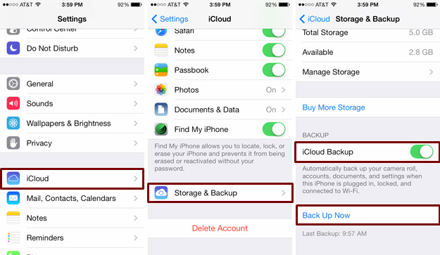 backup icloud