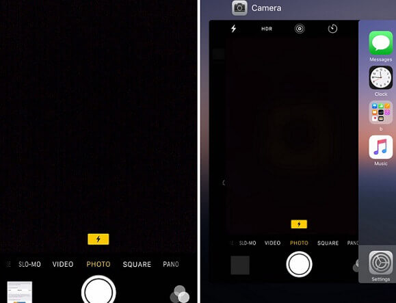 Close-nero-schermo-camera-iphone