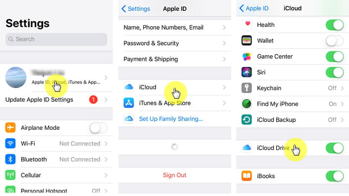 disabilitare automatici di backup icloud