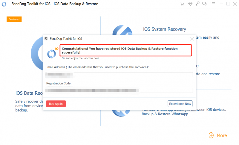 Registrare Fonedog ios Data Recover-Backup