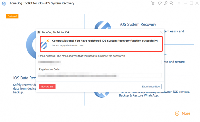 Registrare Fonedog ios Data Recover System