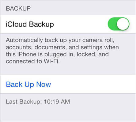 Backup iPhone con iCloud