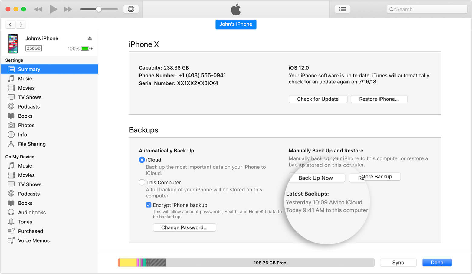 Conoscere iPhone con il backup di iTunes
