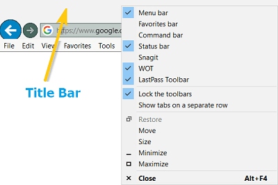 Mostra barra dei menu utilizzando la barra del titolo