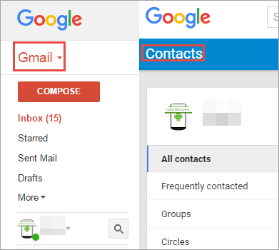 Backup dei contatti nell'account Google