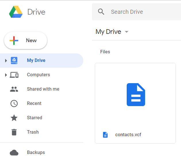 Importa CSV su Android Drive