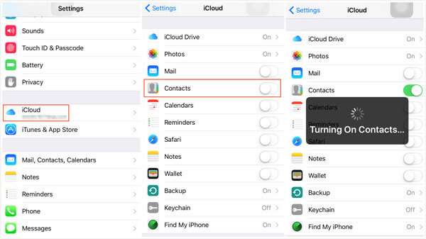Sincronizza i contatti iPhone su iCloud