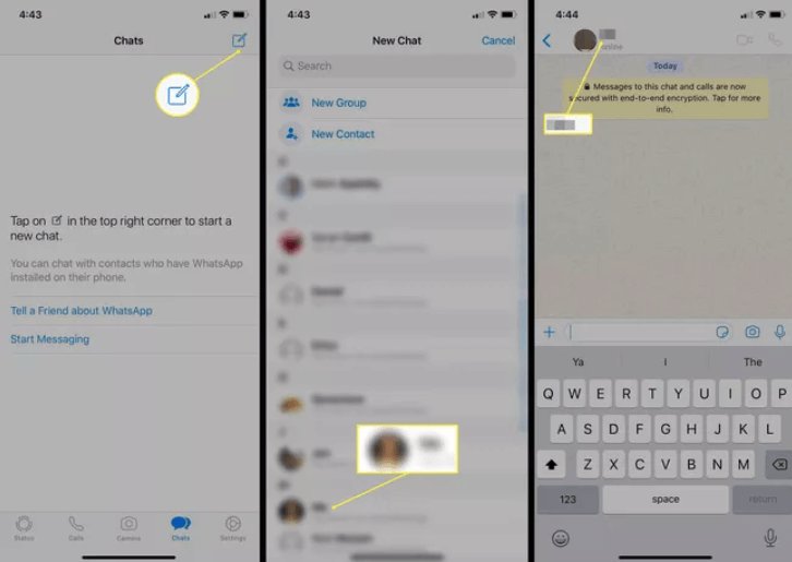 Fai clic sull'icona a forma di matita per eliminare un contatto WhatsApp dal tuo iPhone