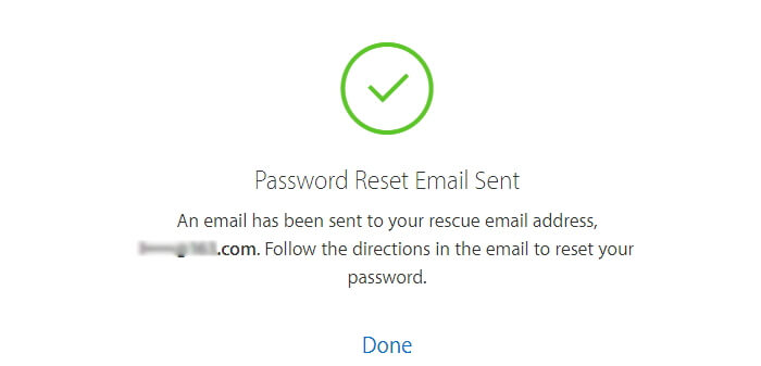 Email ID reimpostazione password e-mail inviata