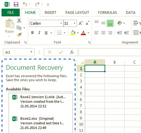 Recupera file Excel cancellati –File non salvato