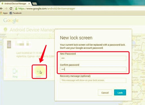 Digita la nuova password per il telefono LG