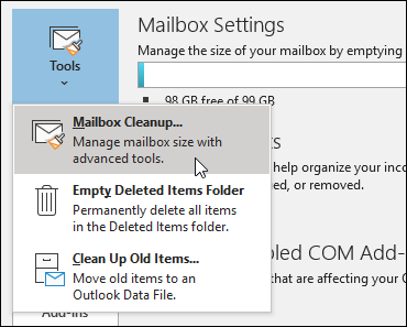 Vedere Dimensione della casella di posta per correggere il file PST di Outlook non può essere trovato